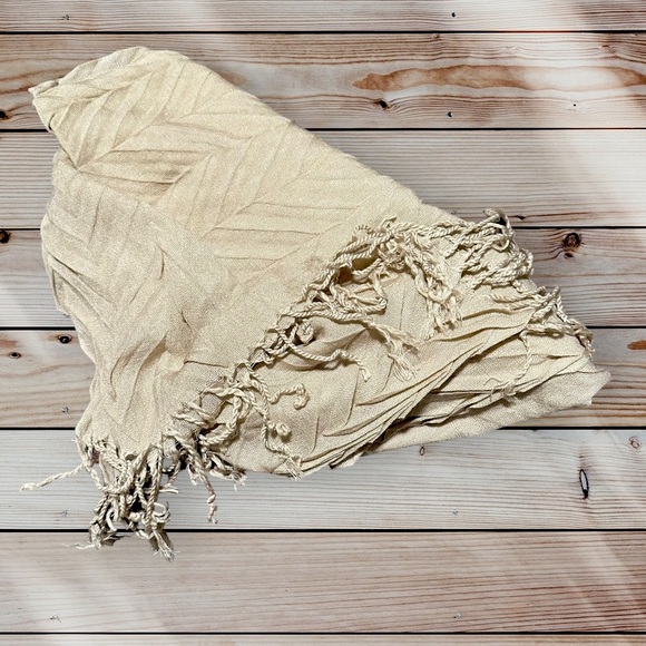 Beige Crinkle Scarf - Picture 1 of 6